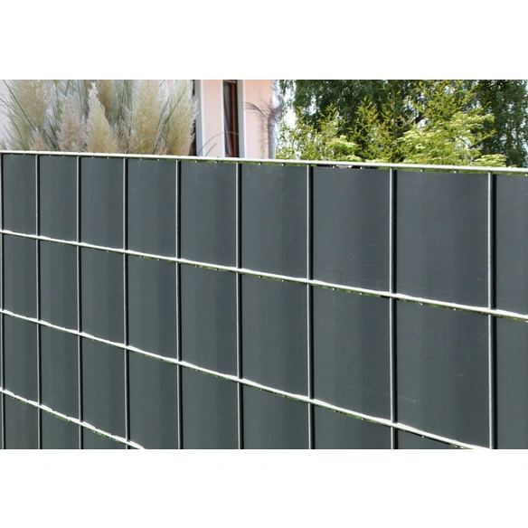 Sichtschutzstreifen, Rolle, HxL: 19 cm x 35 m, 25 x Befestigungsklemmen, PVC-Folie, anthrazit