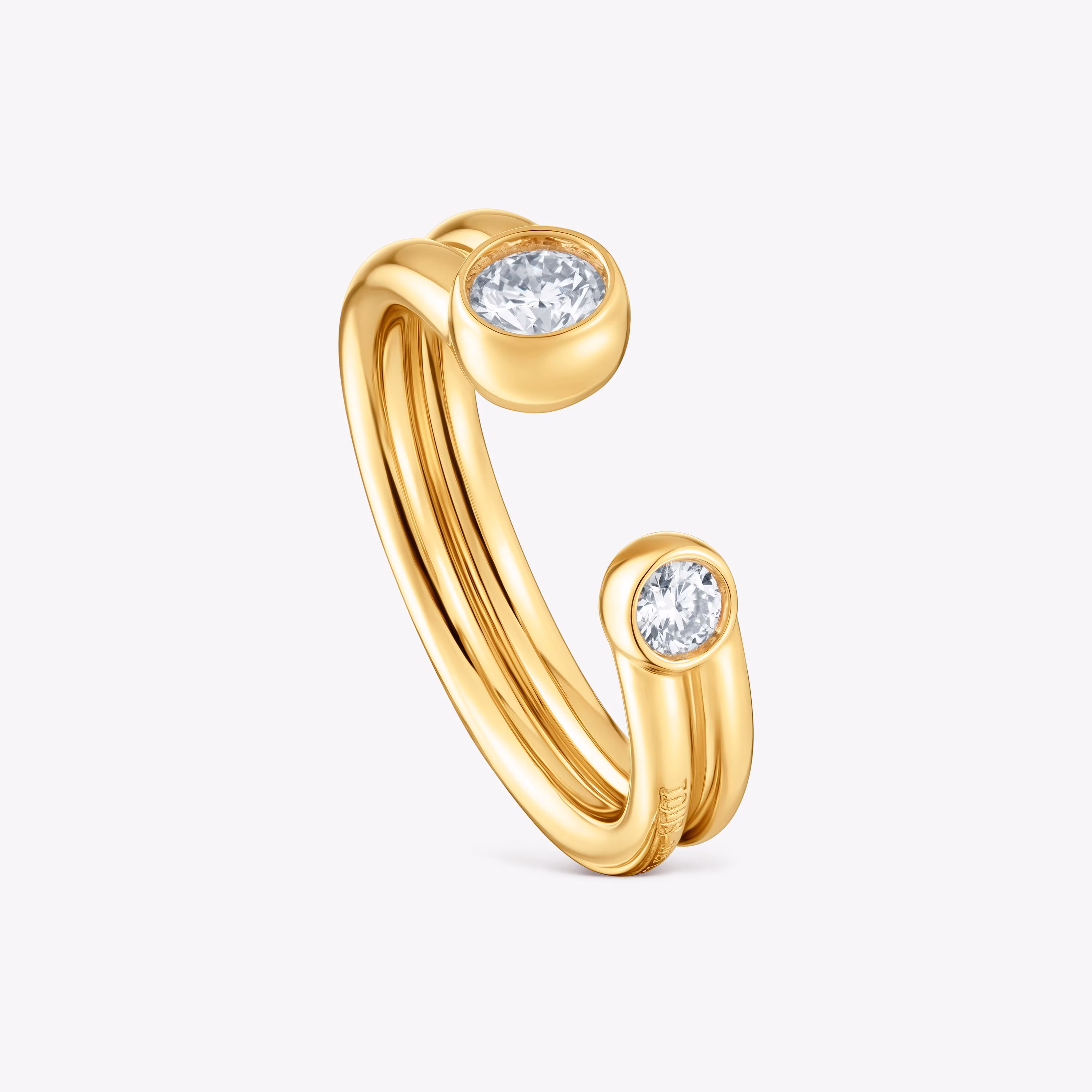 Anillo abierto con baño de oro 18 kt sobre plata y diamantes creados en laboratorio Straight LGD