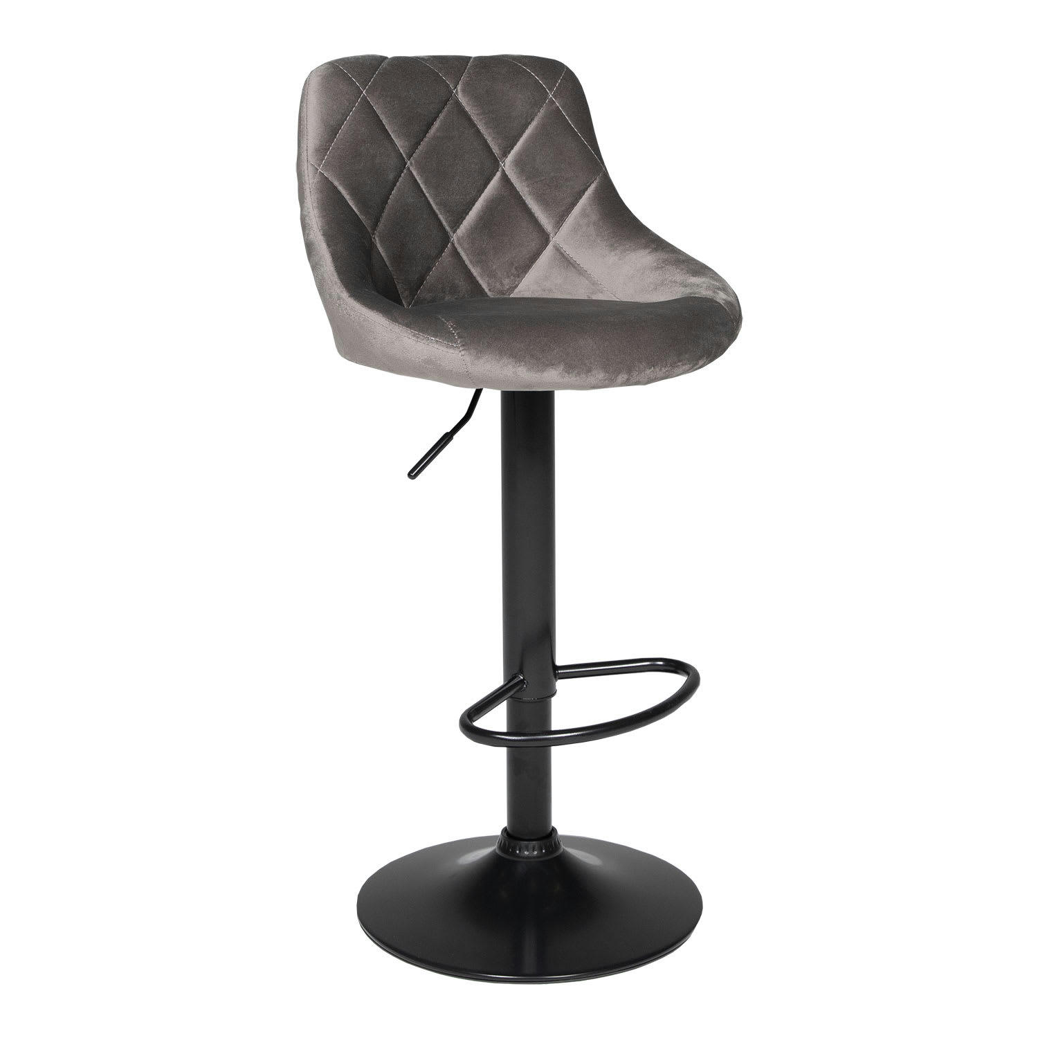 ROBIN - Tabouret de bar en velours gris