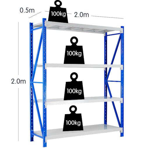 NNEDPE Garage Storage Steel Rack Shelving 1.5m-wide 400kg