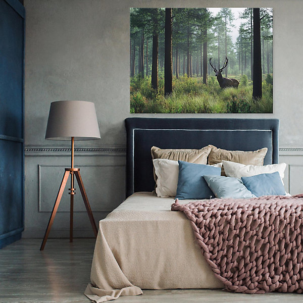 Impression sur toile chevreuil forêt moderne 120x80 cm xxl tableau décoration deco murale intissée pour salon chambre cuisine