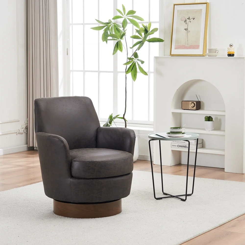 PU leather Swivel Barrel Chair