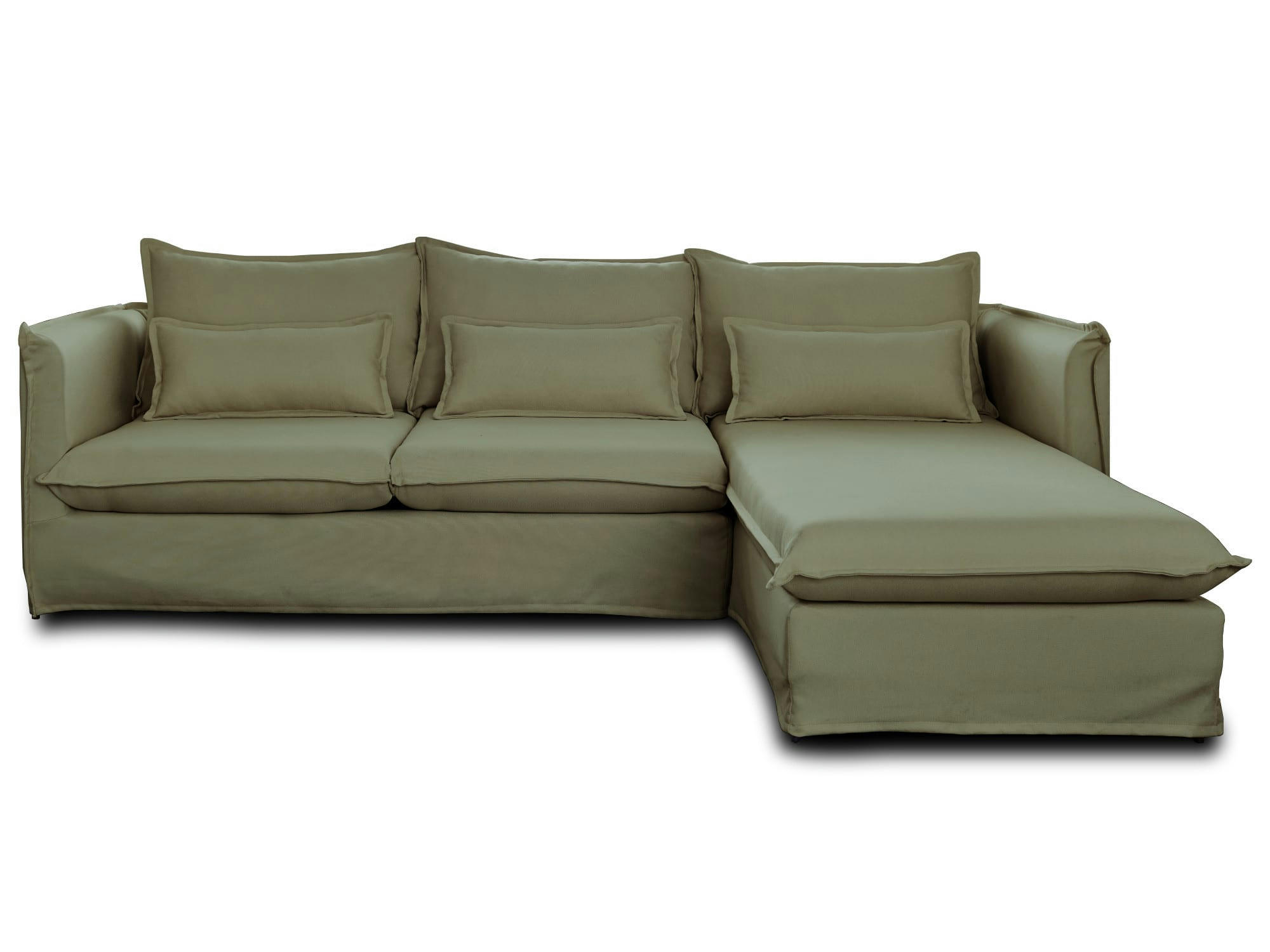 ADRIANN - Canapé d'angle droit 4 places en tissu vert