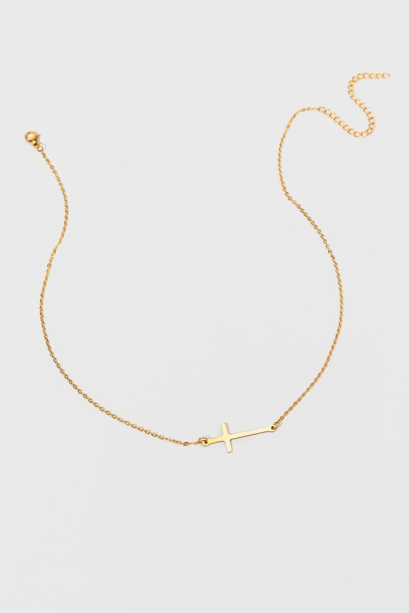Jules Sideways Cross Necklace