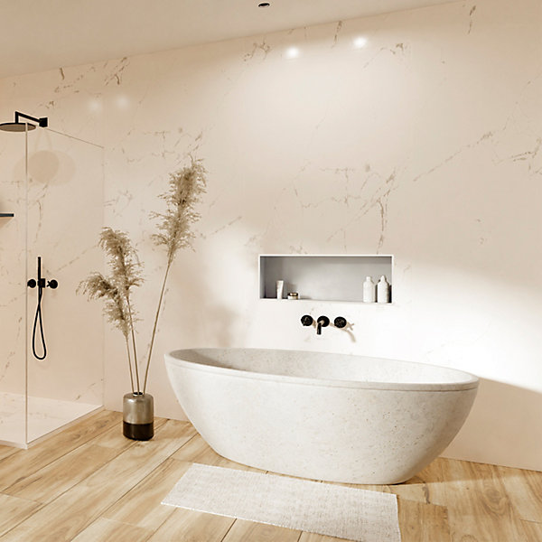 Niche design 40x40 cm encastrable en acier inox couleur blanche