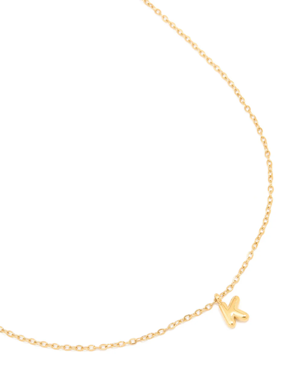 Waterproof Gold Plated Stainless Steel Mini Bubble Letter K Necklace
