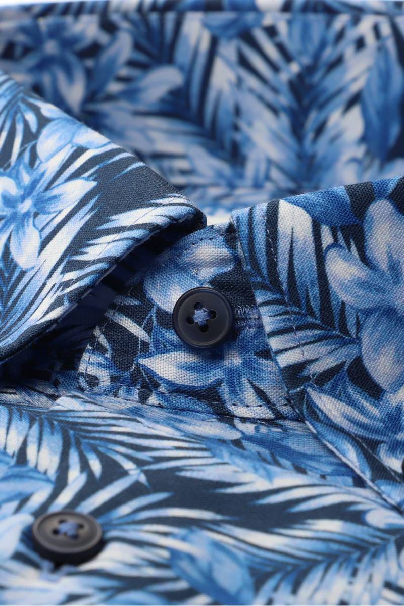 ETERNA Modern Fit Tencel Hemd marine, Bedruckt