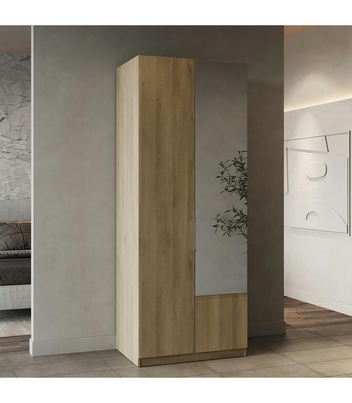 GHOST - Armoire 2 portes et miroir - L79,4 cm