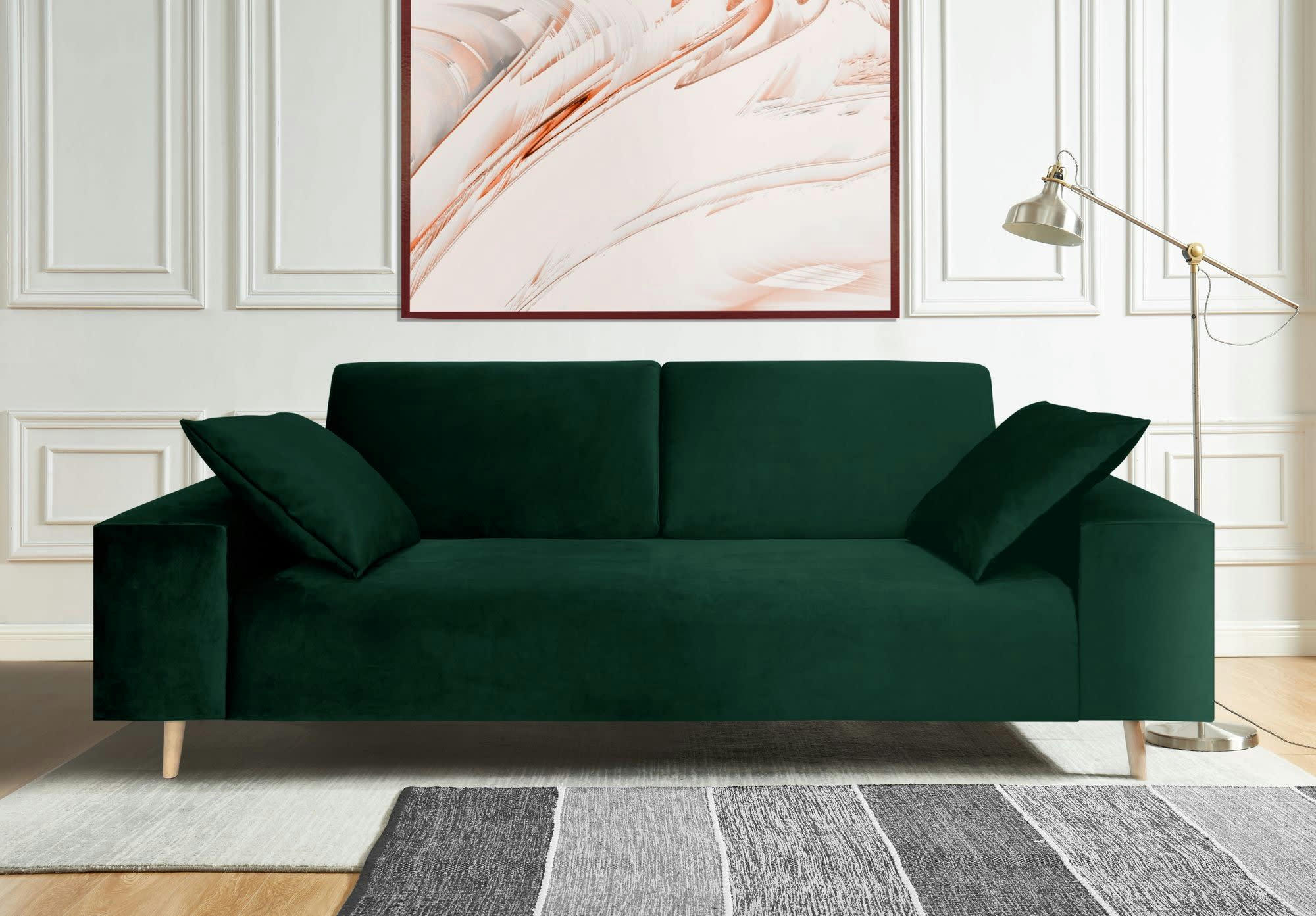 IBIZA - Canapé fixe 3 places  en tissu vert bouteille