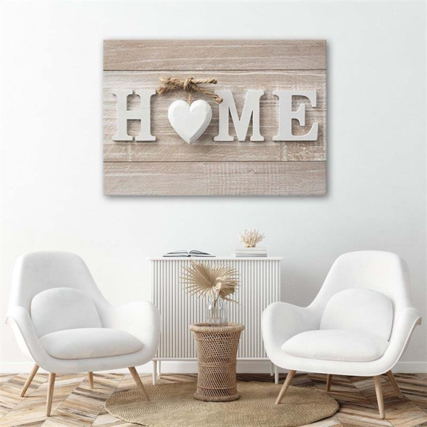 Feeby Obraz na płótnie Napis Home w jasnej tonacji 60x40