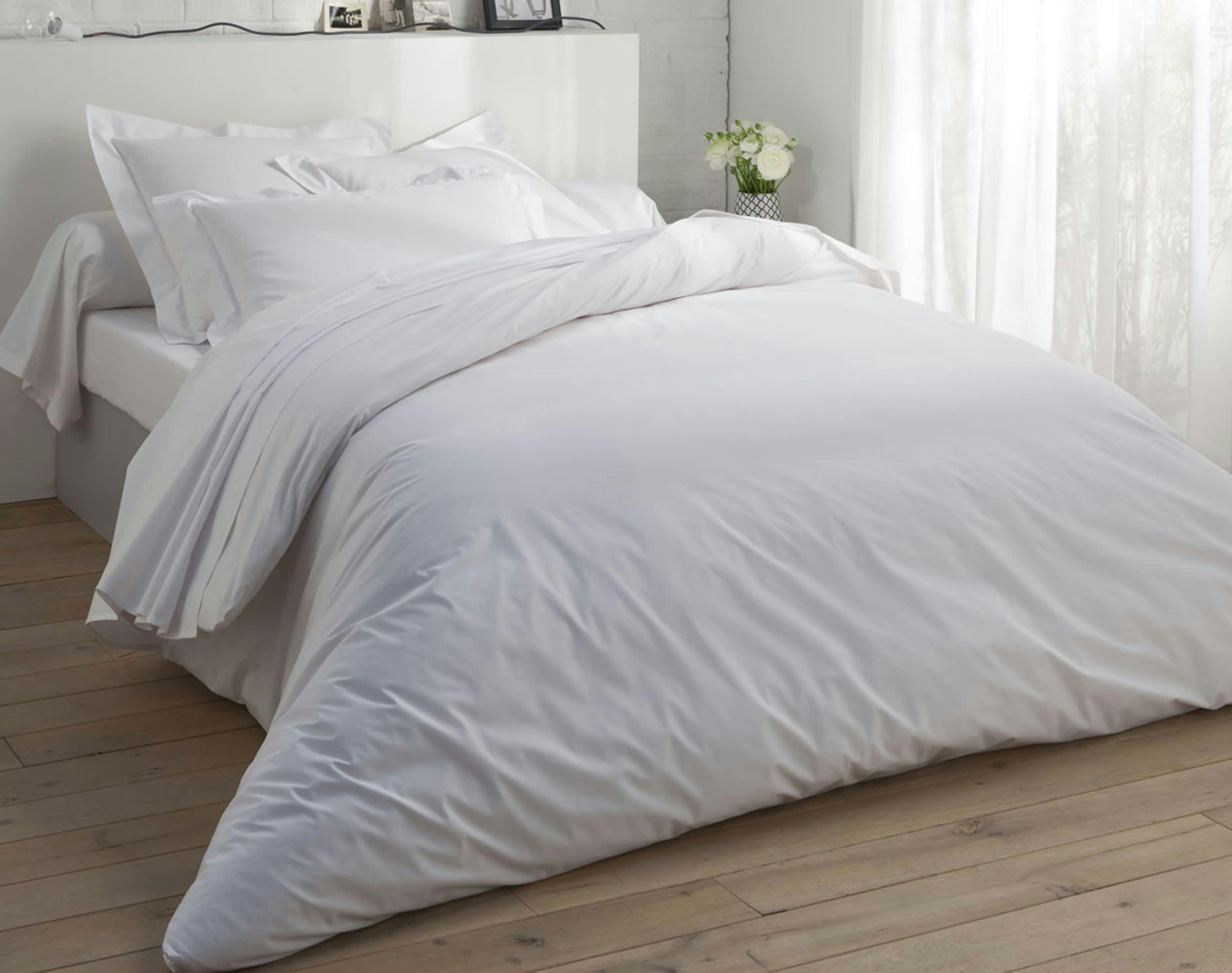 PERCALE - Housse de couette 140x200 en percale de coton  blanc