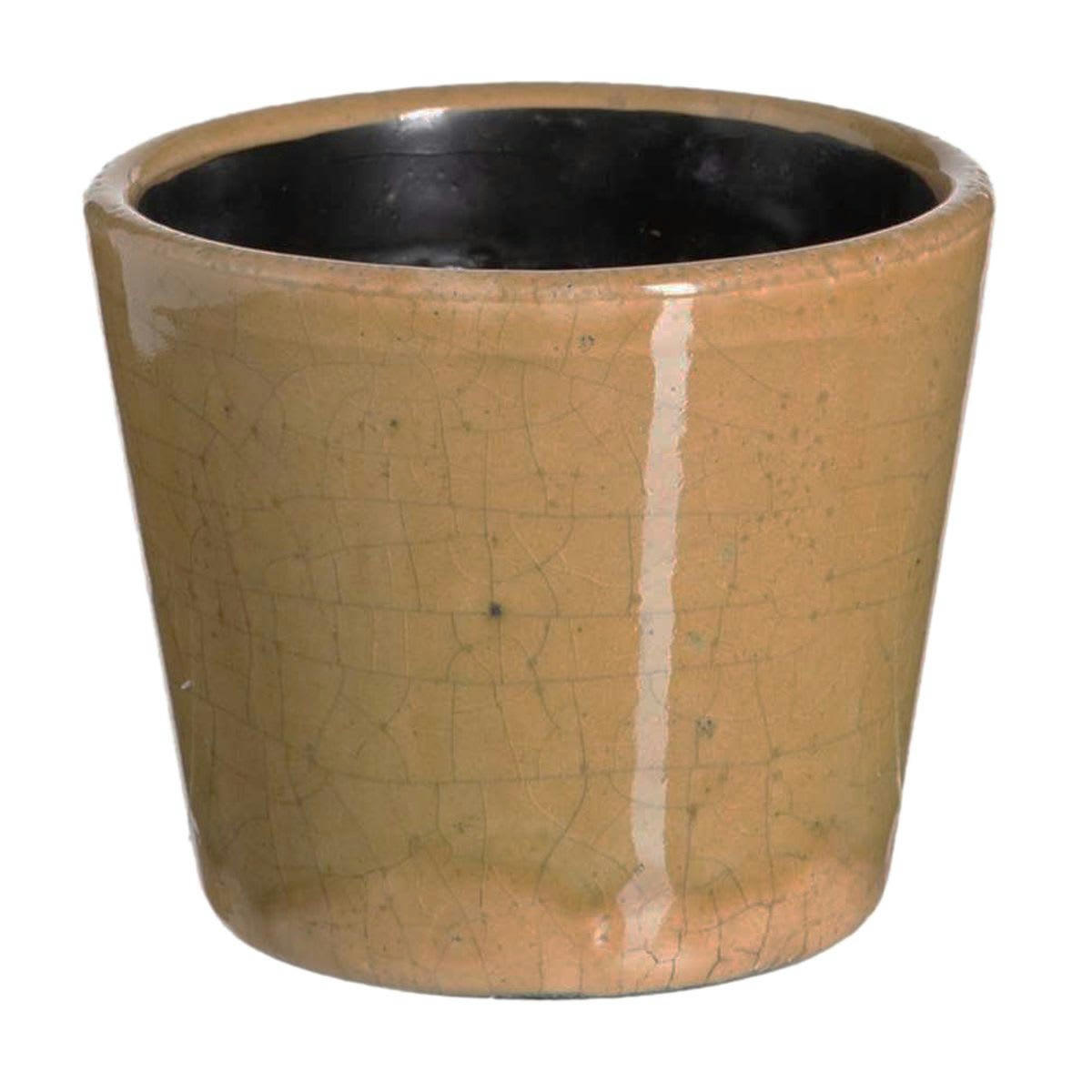- Cache-pot beige en céramique vieillie H12cm