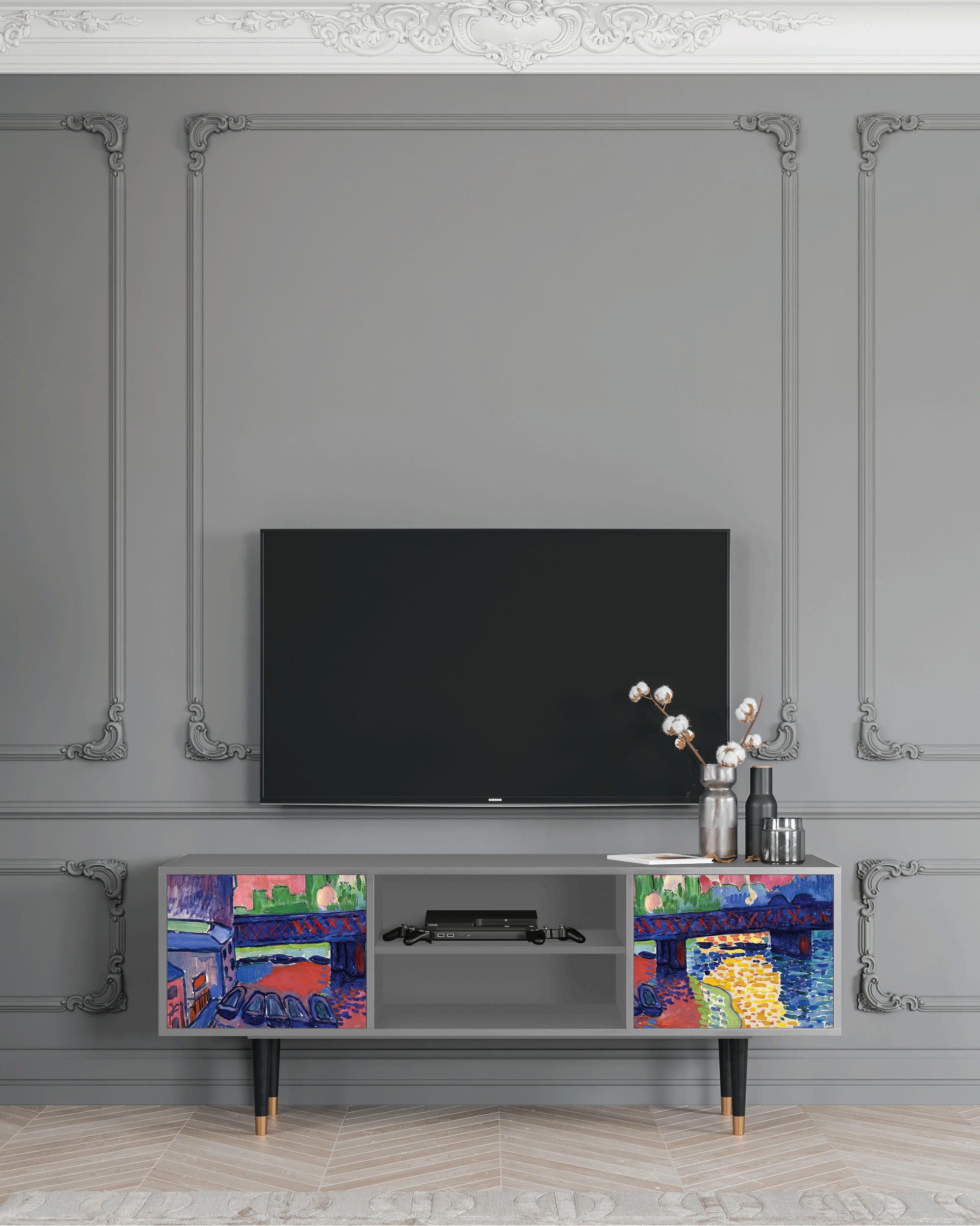 CHARING CROSS BRIDGE BY ANDRE DEAIN - Meuble TV  multicolore 2 portes L 170 cm