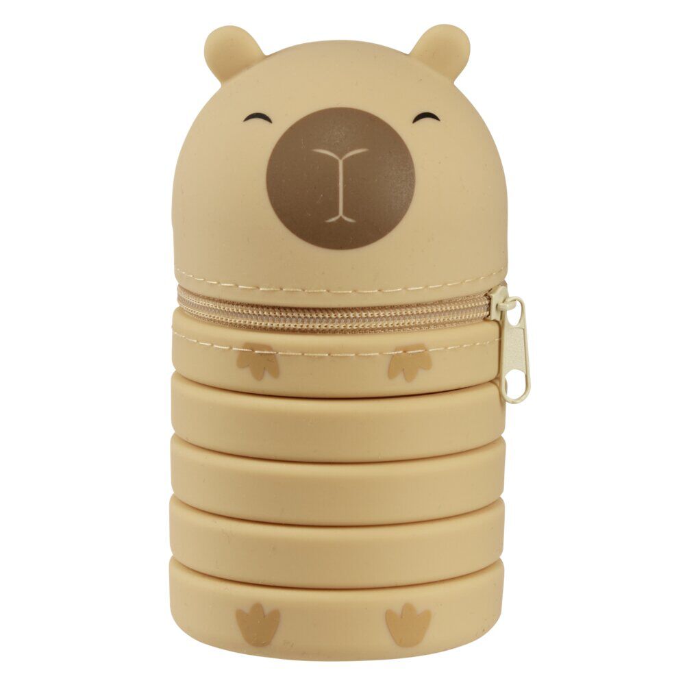 Trousse silicone rétractable animal mignon Ø6,5xL11,5cm (capybara ou axolotl)