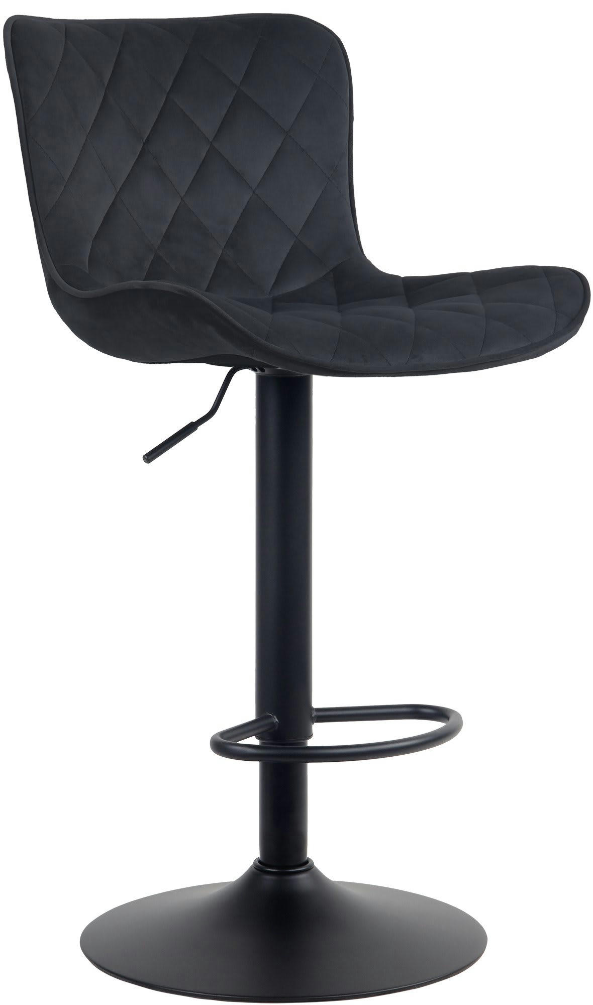 EMMA - Tabouret de bar ajustable pivotant velours Noir