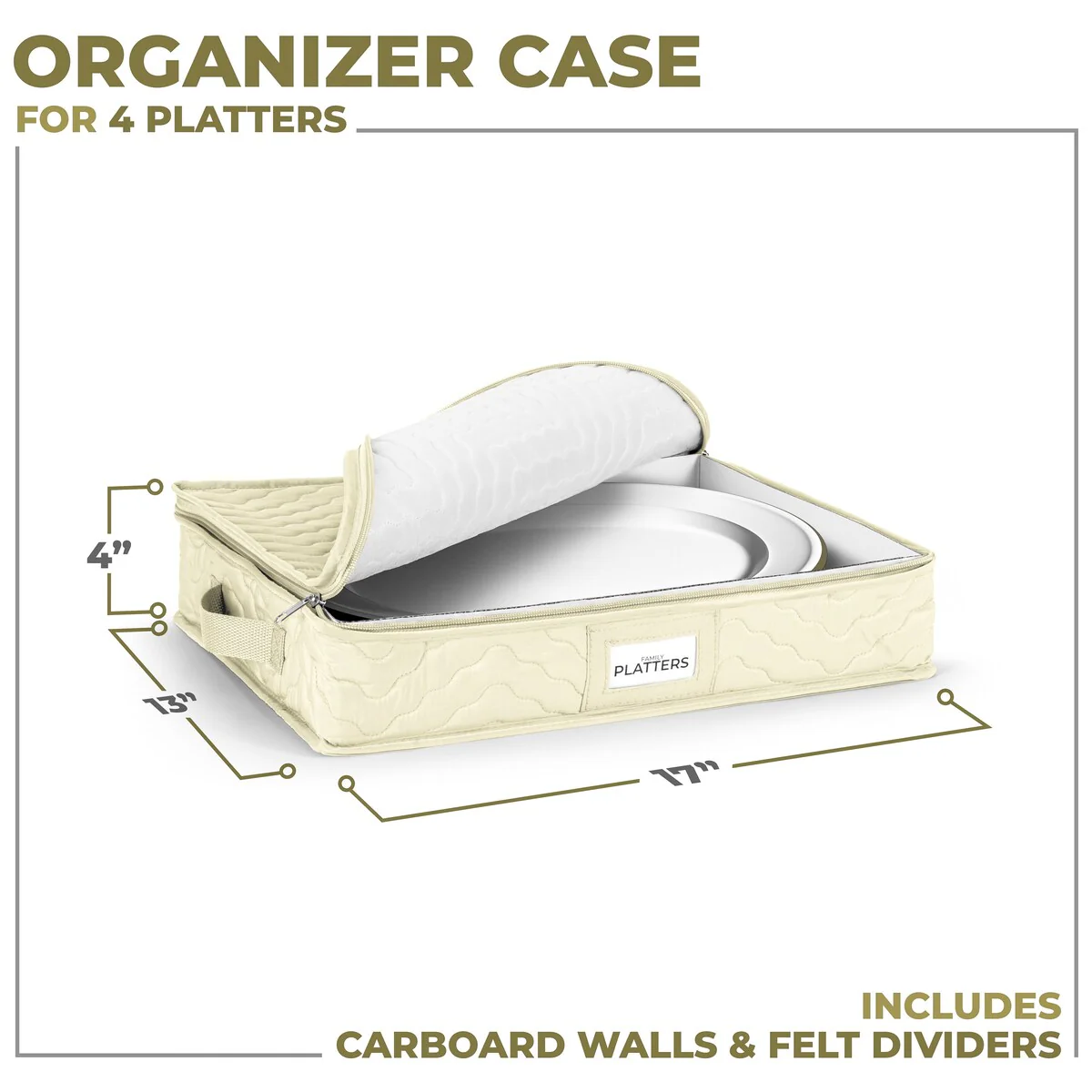 4 Plate China Quilted Container - 17W x 13D x 4H
