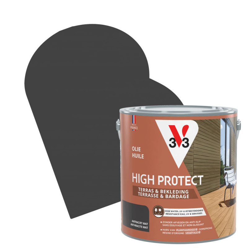 Huile pour bois de terrasse High Protect anthracite 2,5 L V33