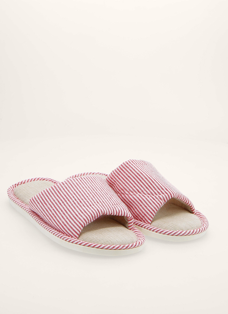 CHAUSSON OUVERT à RAYURES ROUGE/BLANC