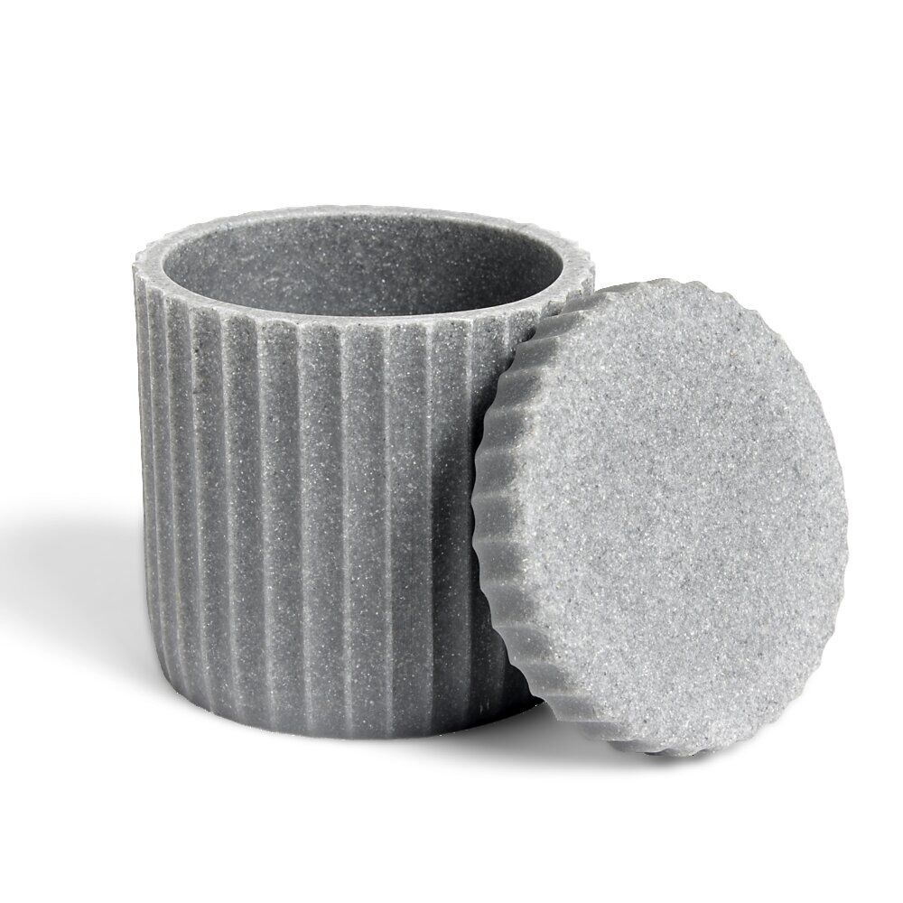 Pot à coton Ø9x10cm plastique effet ciment gris
