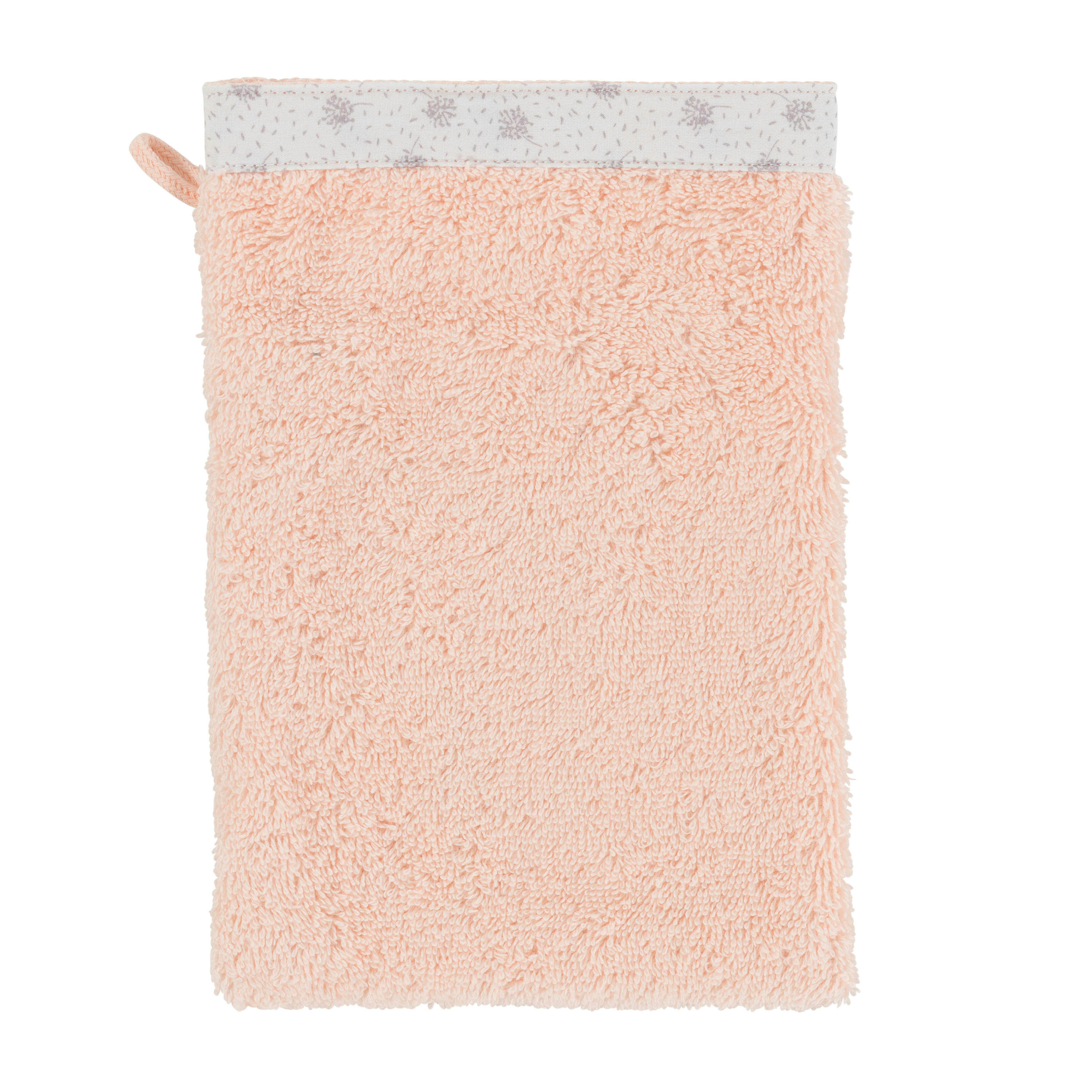 DEVINE - Gant de toilette coton biologique brodé bouclette rose 15 x 21 cm