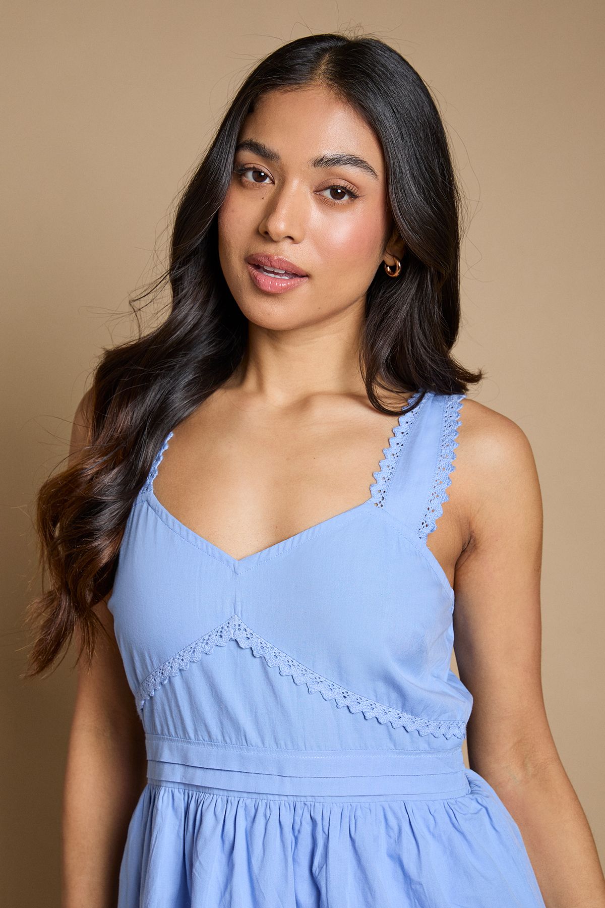 Dorothy Perkins Petite Lace Trim Peplum Midi Dress
