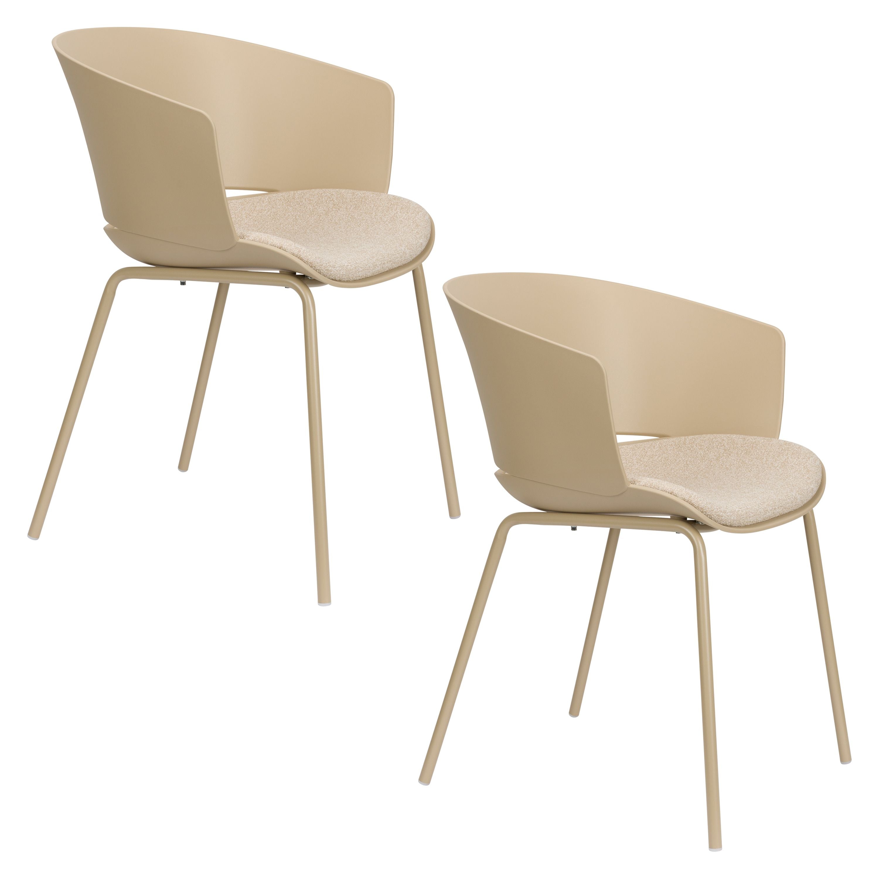 Housecraft Living Jessica Eetkamerstoelen Armleuning Beige - Set van 4