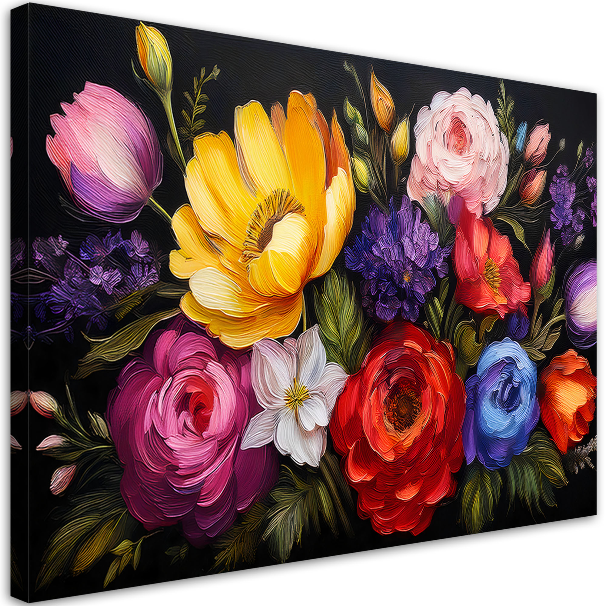 Feeby Obraz na płótnie, Kwitnące Kolorowe Kwiaty Bukiet 60x40