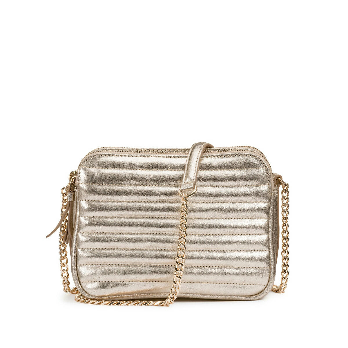 Sac en cuir matelassé, effet métallisé