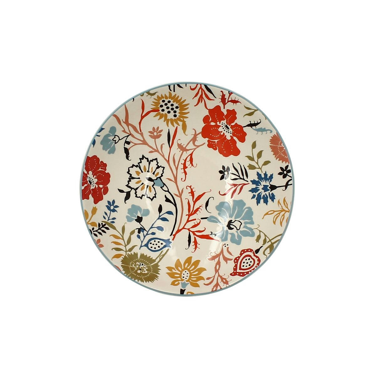 JAIPUR - Lot de 6 assiettes calottes florales en grès 19cm