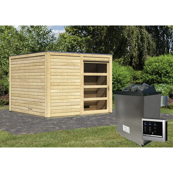 Saunahaus »Kandau«, BxTxH: 276 x 276 x 210 cm, 9 kW Ofen mit ext. Steuerung