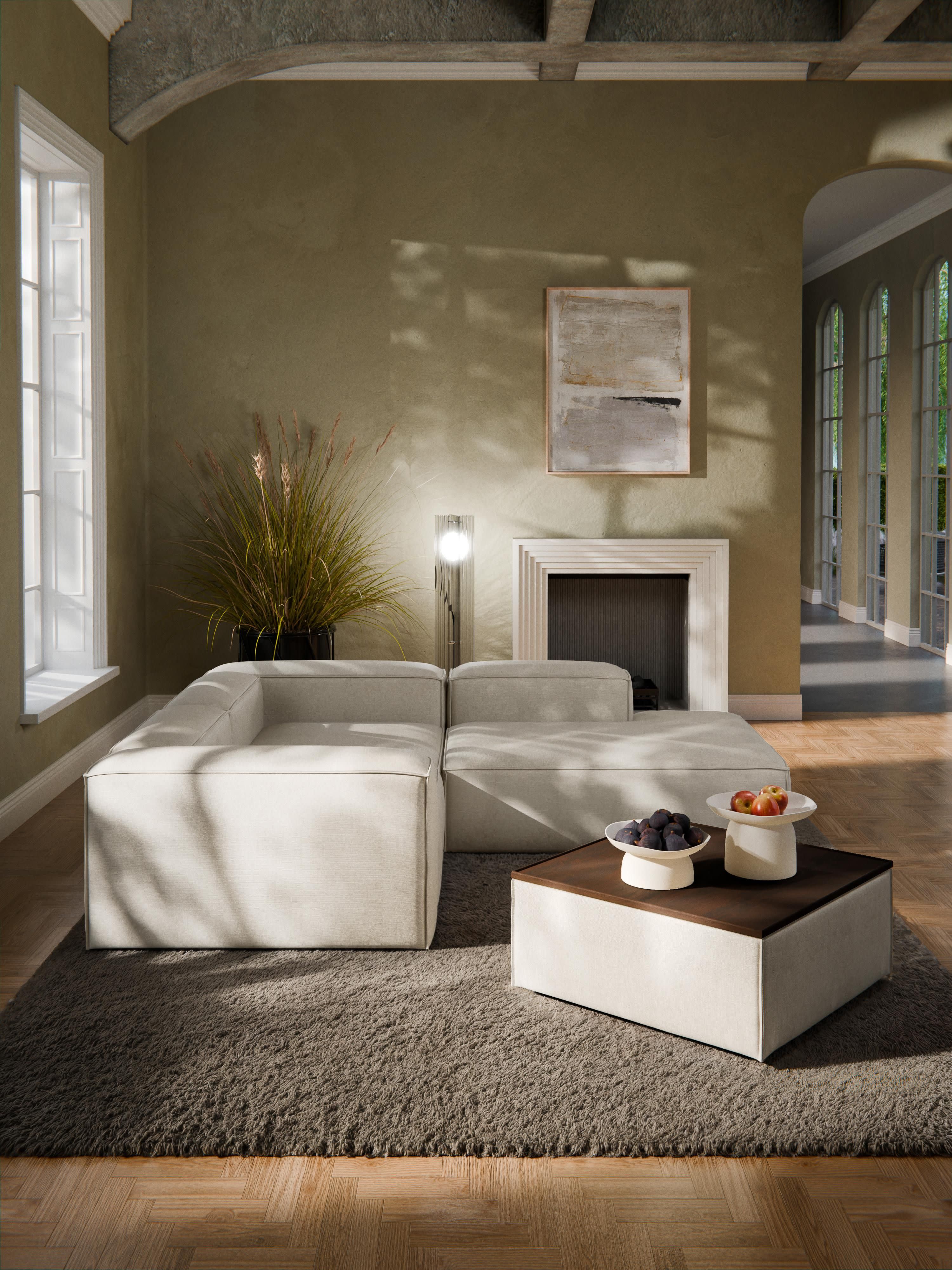 Sofa-Hocker Lennon aus Leinen-Mix mit Stauraum