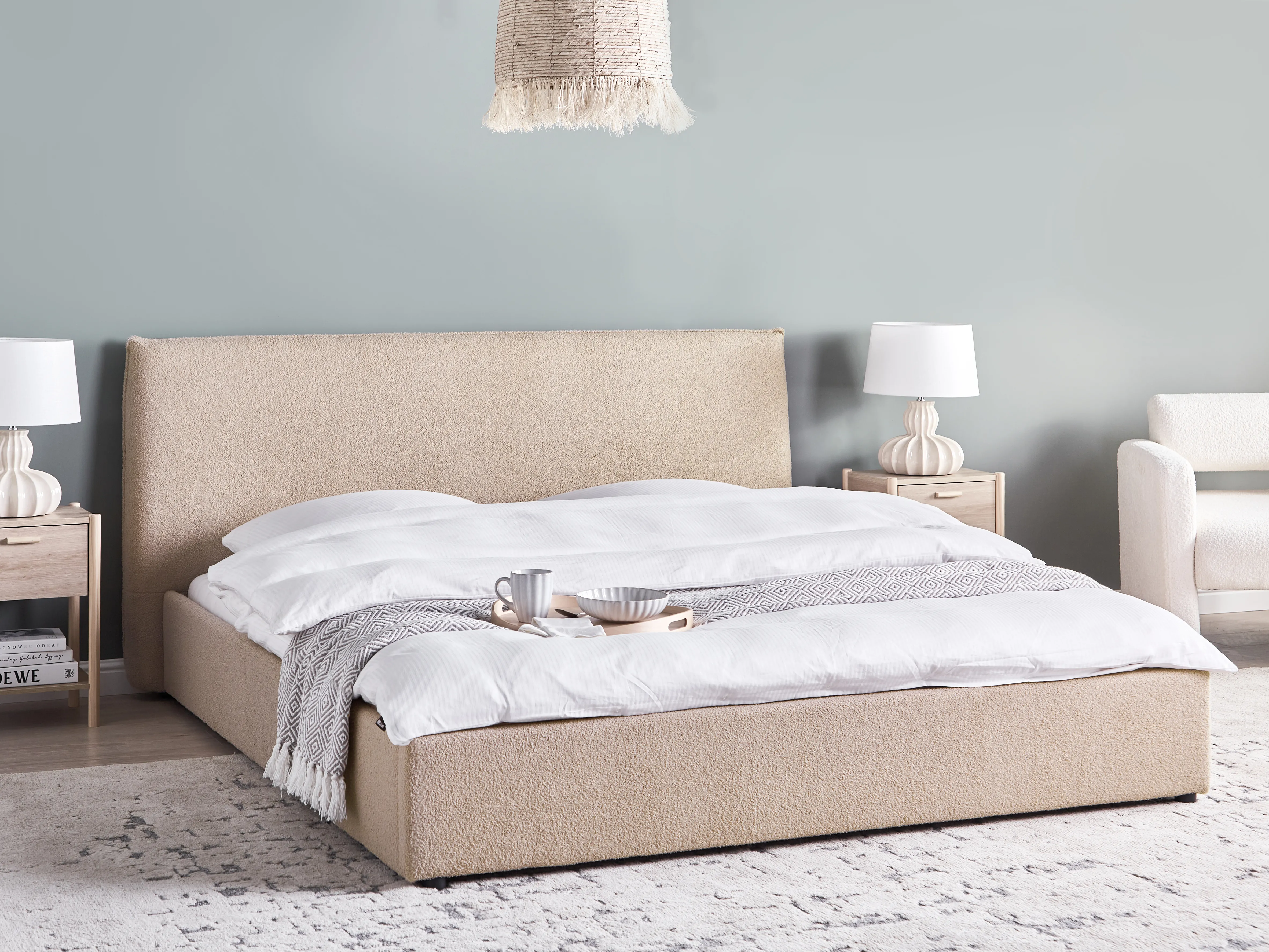 Bed Boucle LAVAUR 180 x 200 cm (EU Super King) Taupe