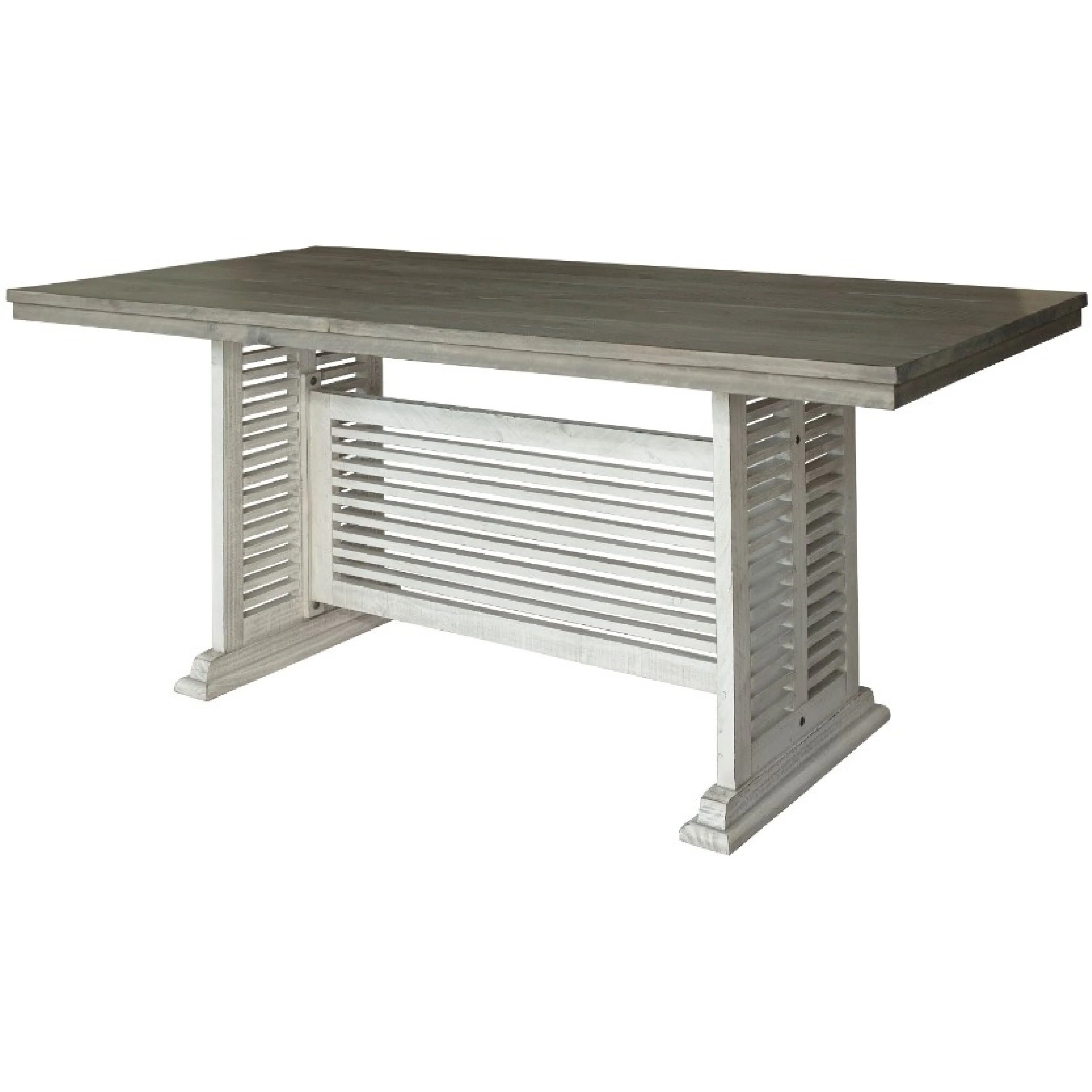 Sim Counter Height Table, Ivory and Gray Solid Pine Wood, 79 Inch