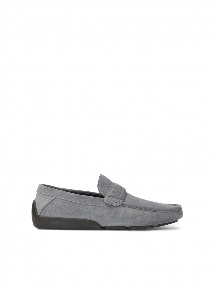 Grey suede moccasins