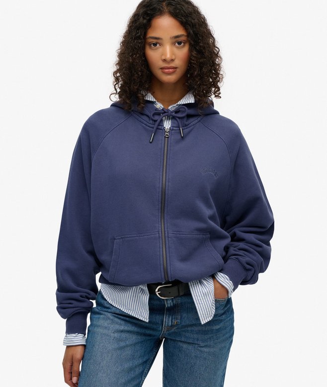 Essential Logo Garment Dyed Zip Hoodie