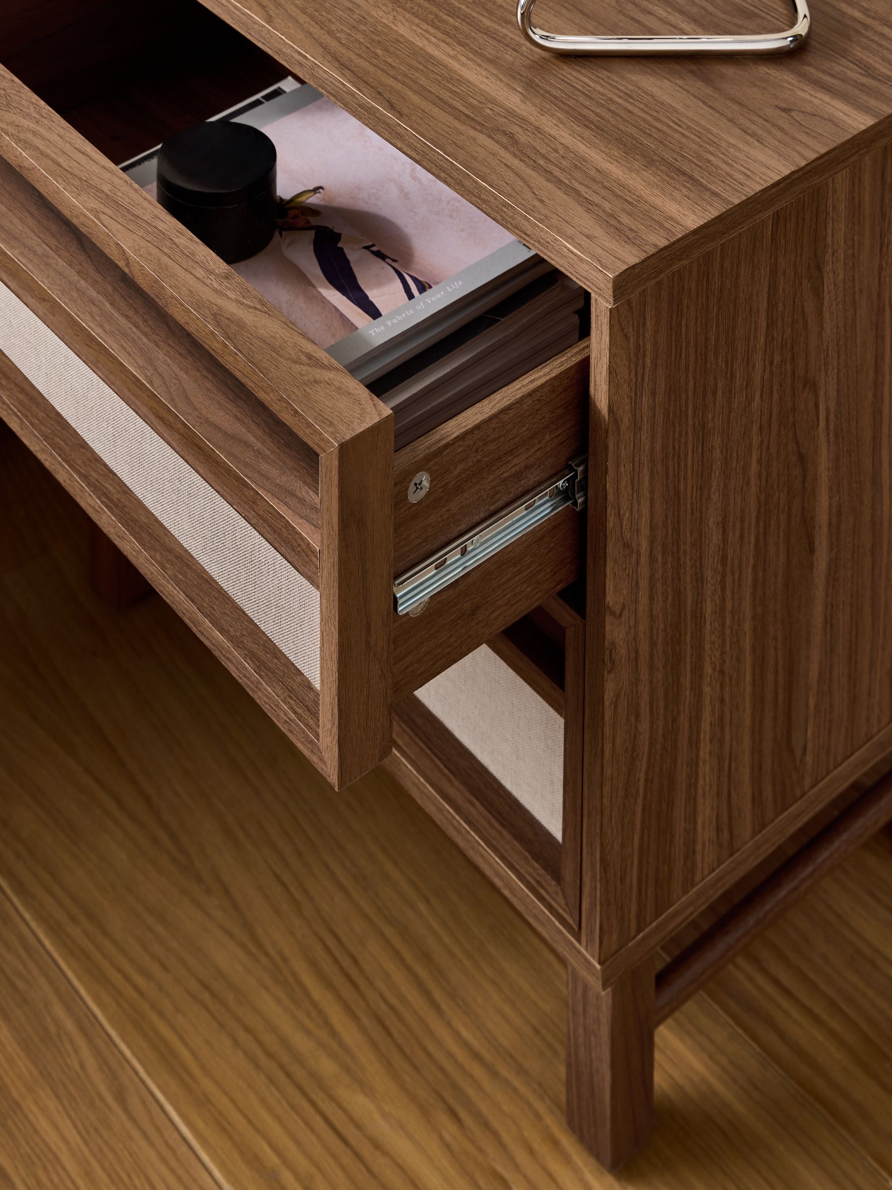 Almelo 2 Drawer Bedside Table in Dark Wood Effect