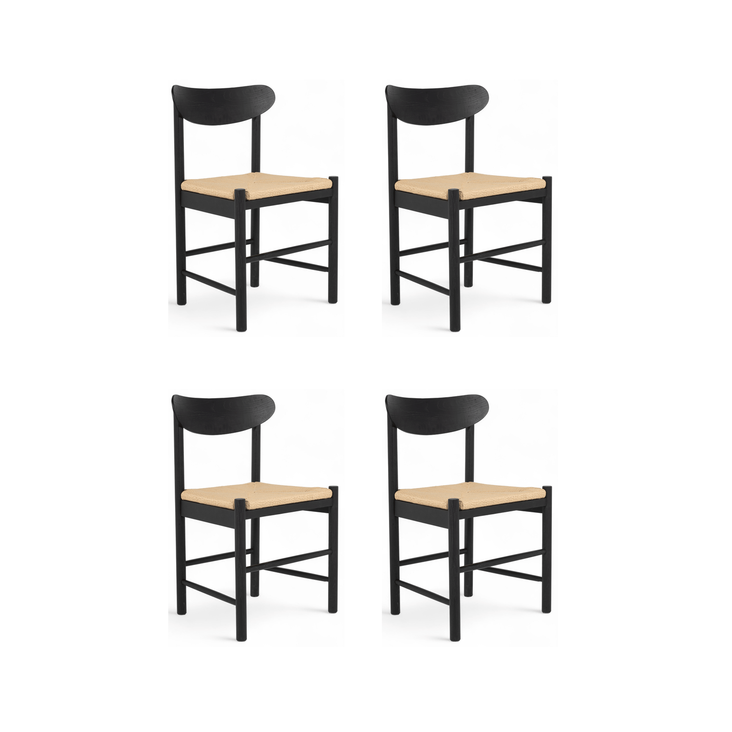 Furnhouse eetkamerstoel Malou - Zwart - Papiergaren - Set van 4