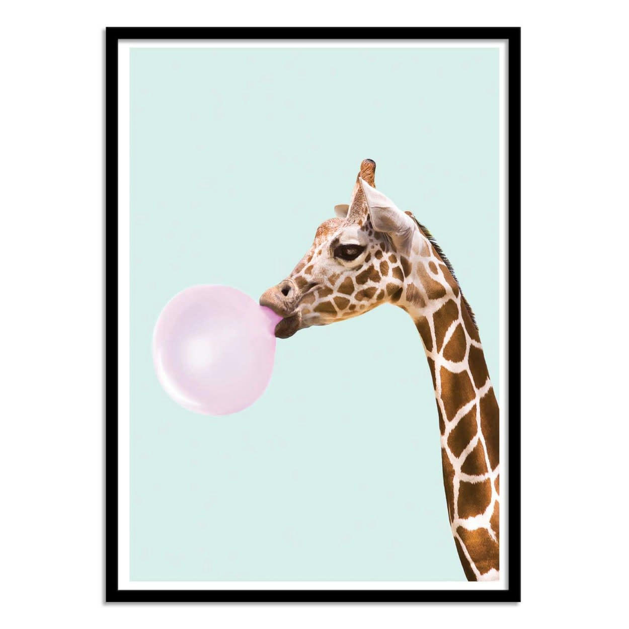 PAUL FUENTES - BUBBLEGUM GIRAFFE - Affiche d'art 30 x 40 cm