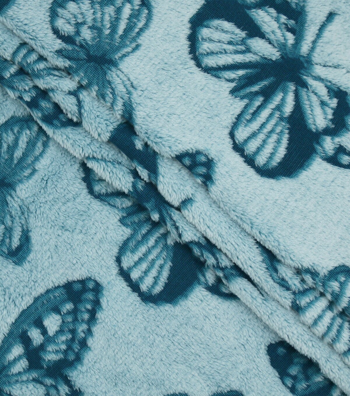 Sew Lush Butterfly Teal Embossed Fleece Fabric