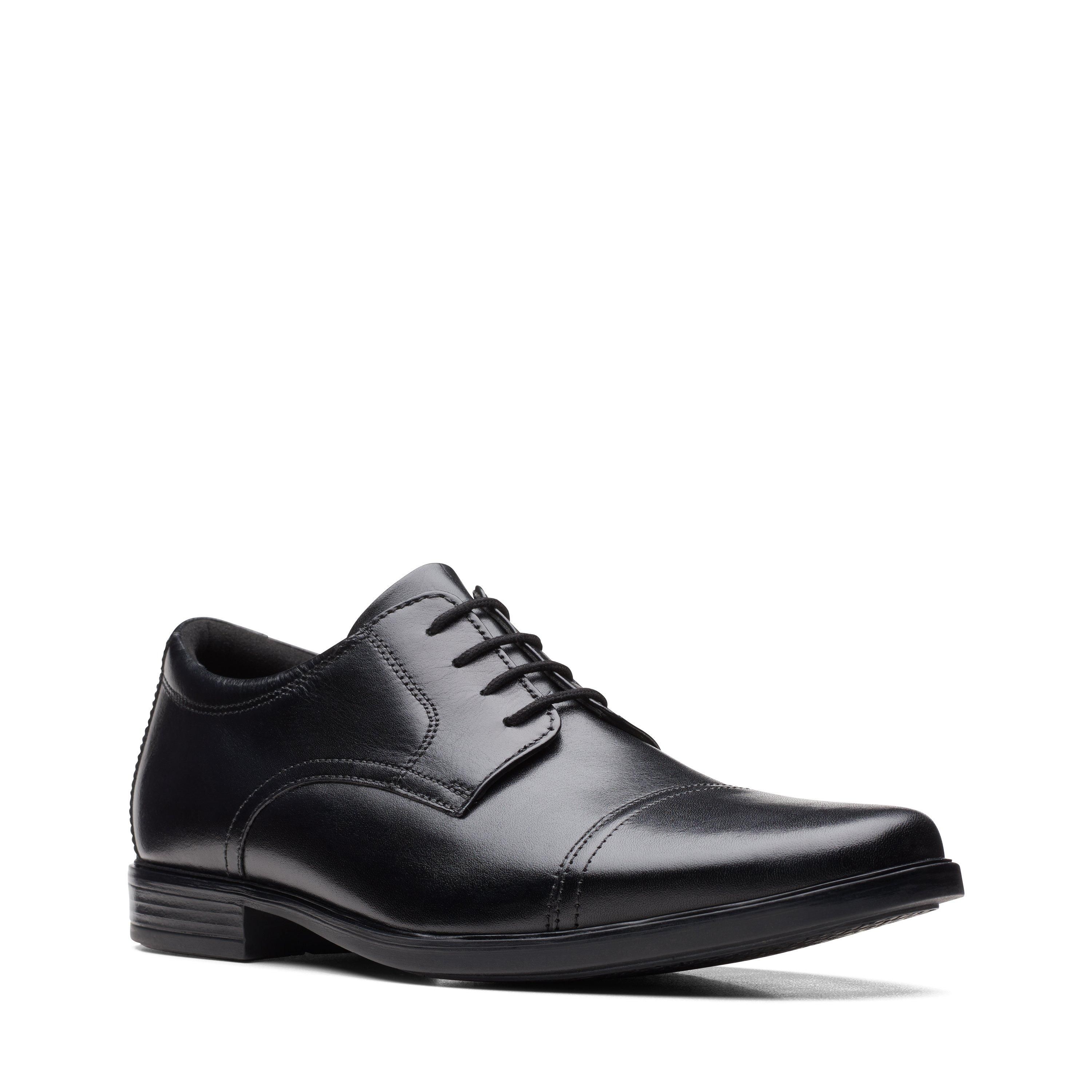 Clarks Howard Cap Black Leather Lace Up,Derby Shoes