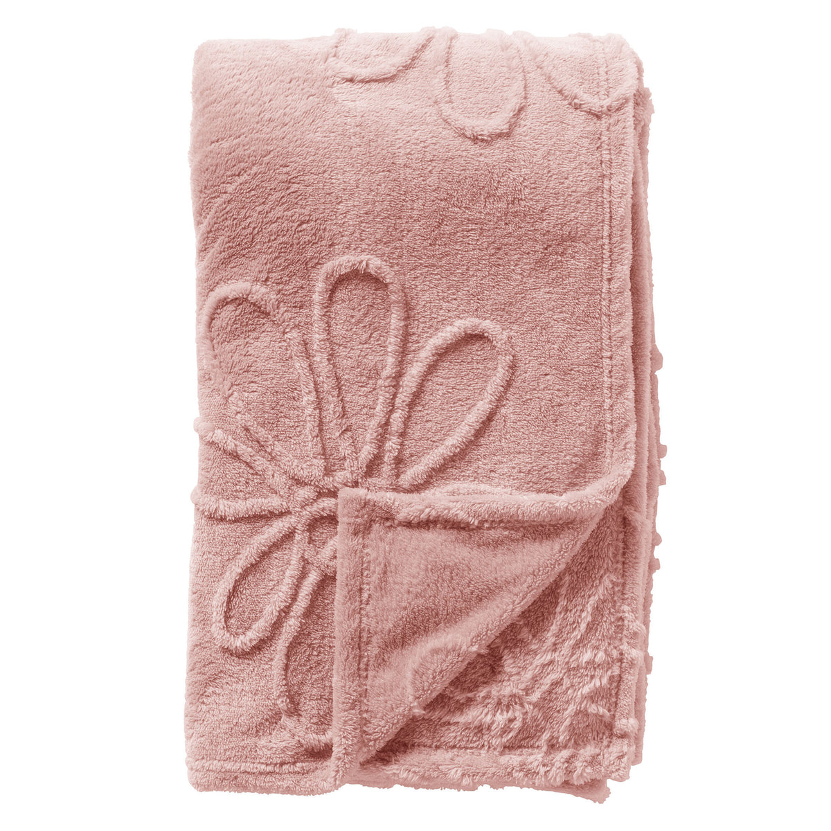 BLENDA - plaid 150x200 cm - bloemenreliëf - Rose Tan - roze