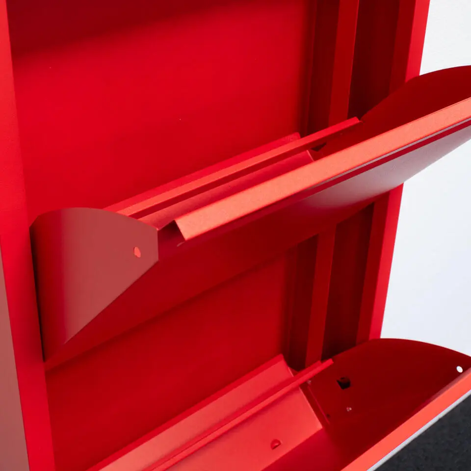 Hioshop Pisa schoenenkast rood metaal met 8 vakken