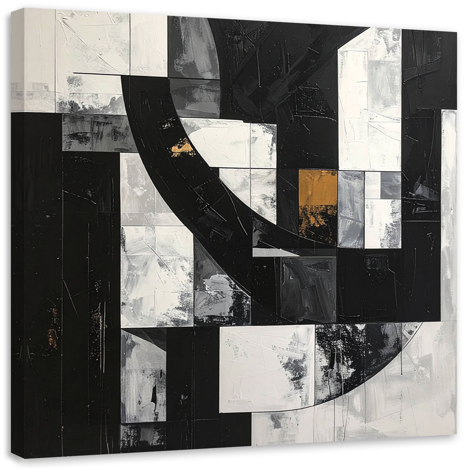 Obraz do salonu sypialni biura, Geometryczna abstrakcja czarno biała 20x20