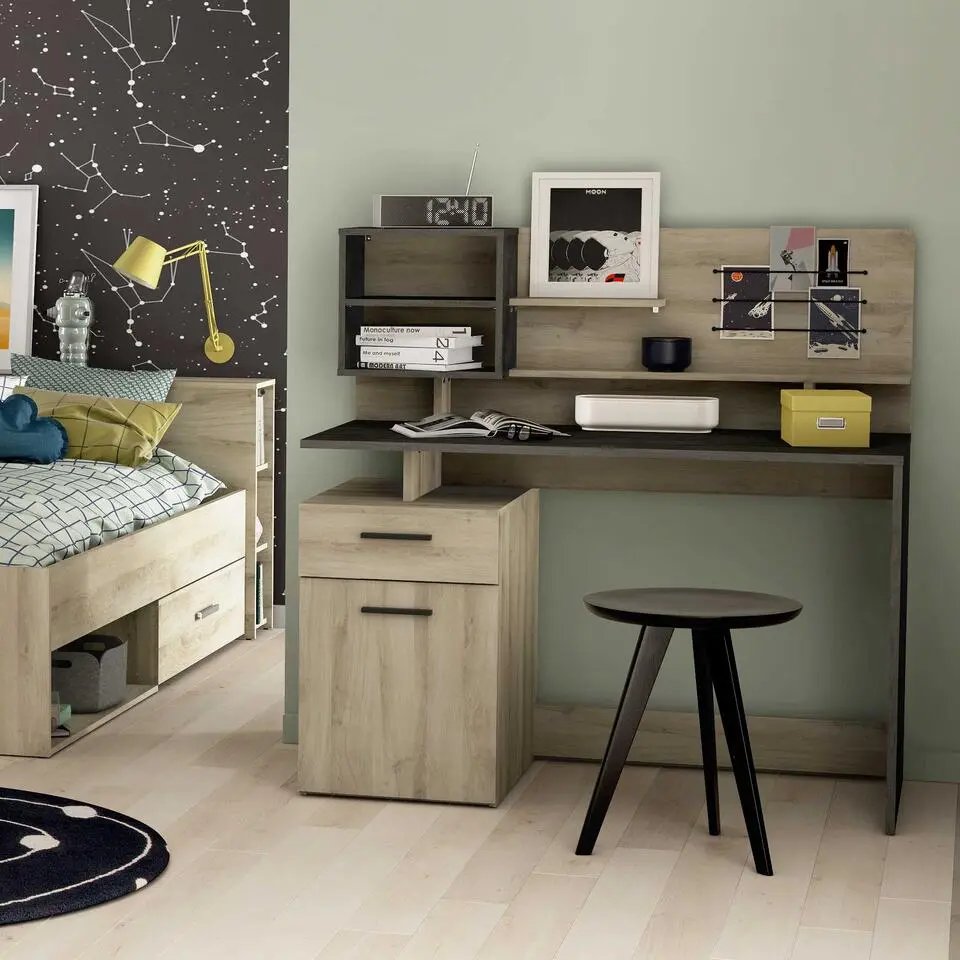 Bureau Siam-Kronberg eik/Sidewalk zwart