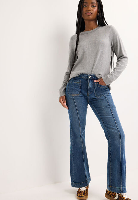 Womens Grey Crew Neck Jumper