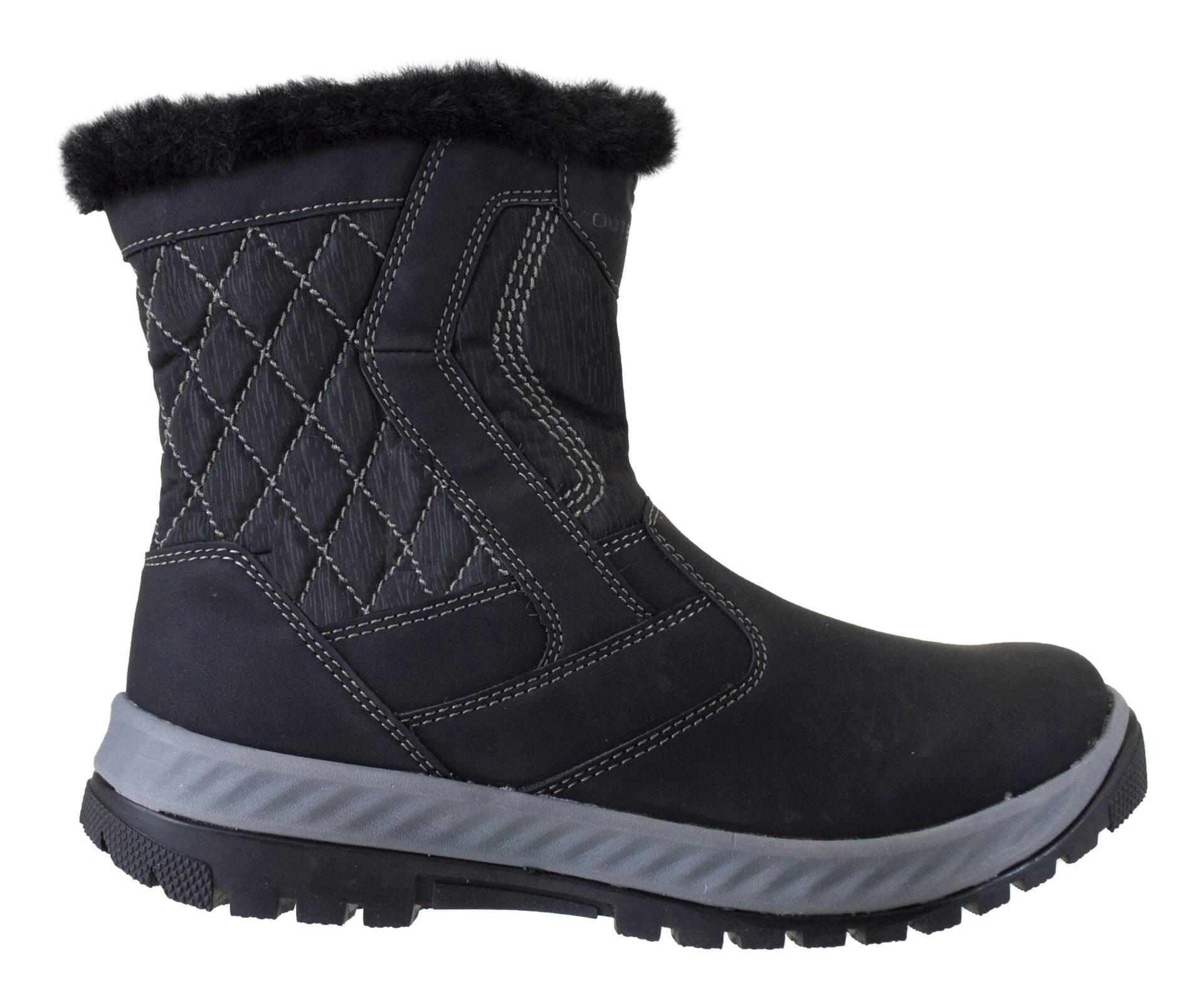 Outbound Women's Laila Insulated Zip-Up PU Leather Winter Snow Boots Faux Fur Lined, Black