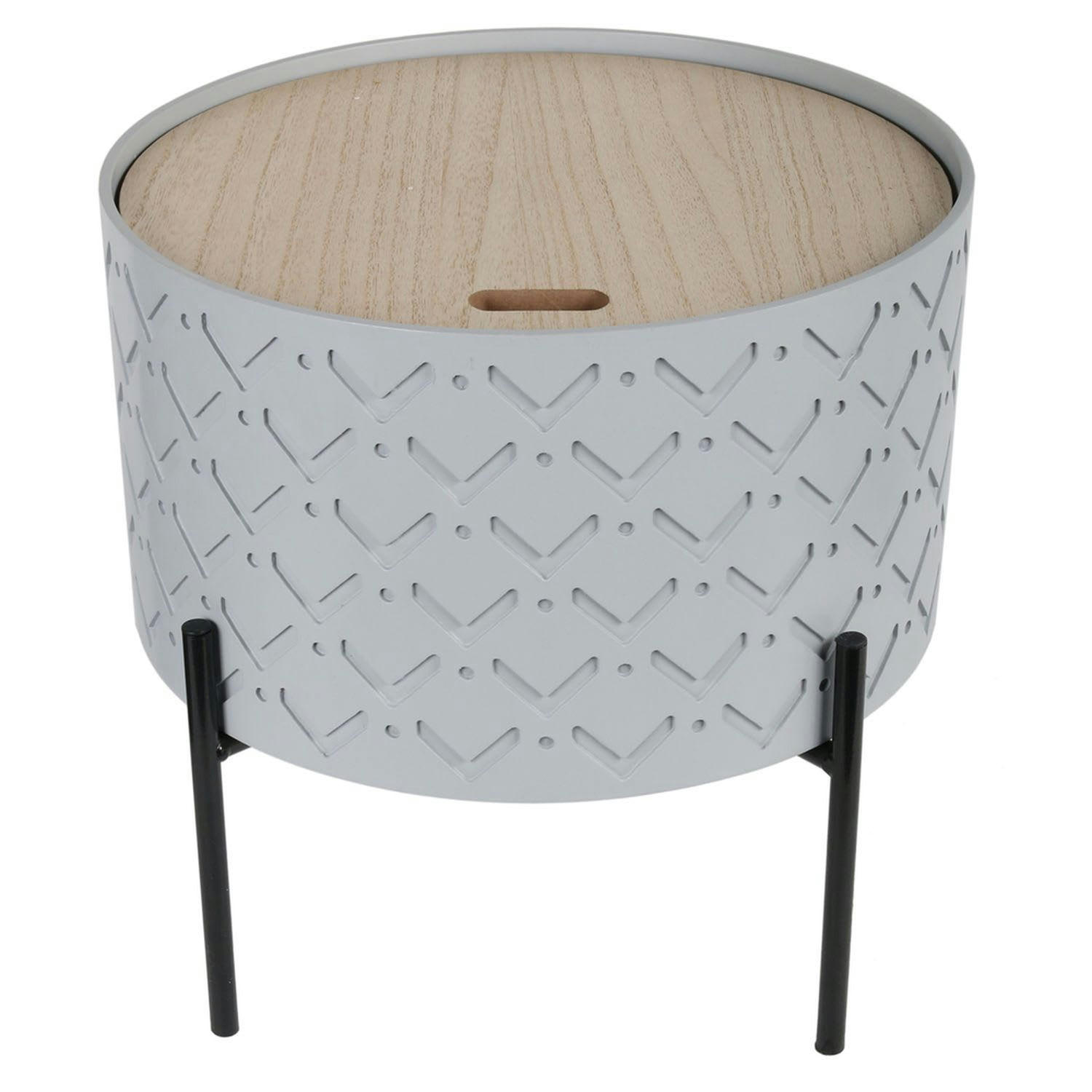 SCANDI - Table d'appoint avec coffre scandi gris