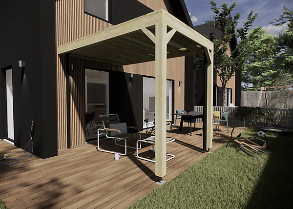 Carport bois - 2m x 3m - adossée - sens largeur - livraison comprise