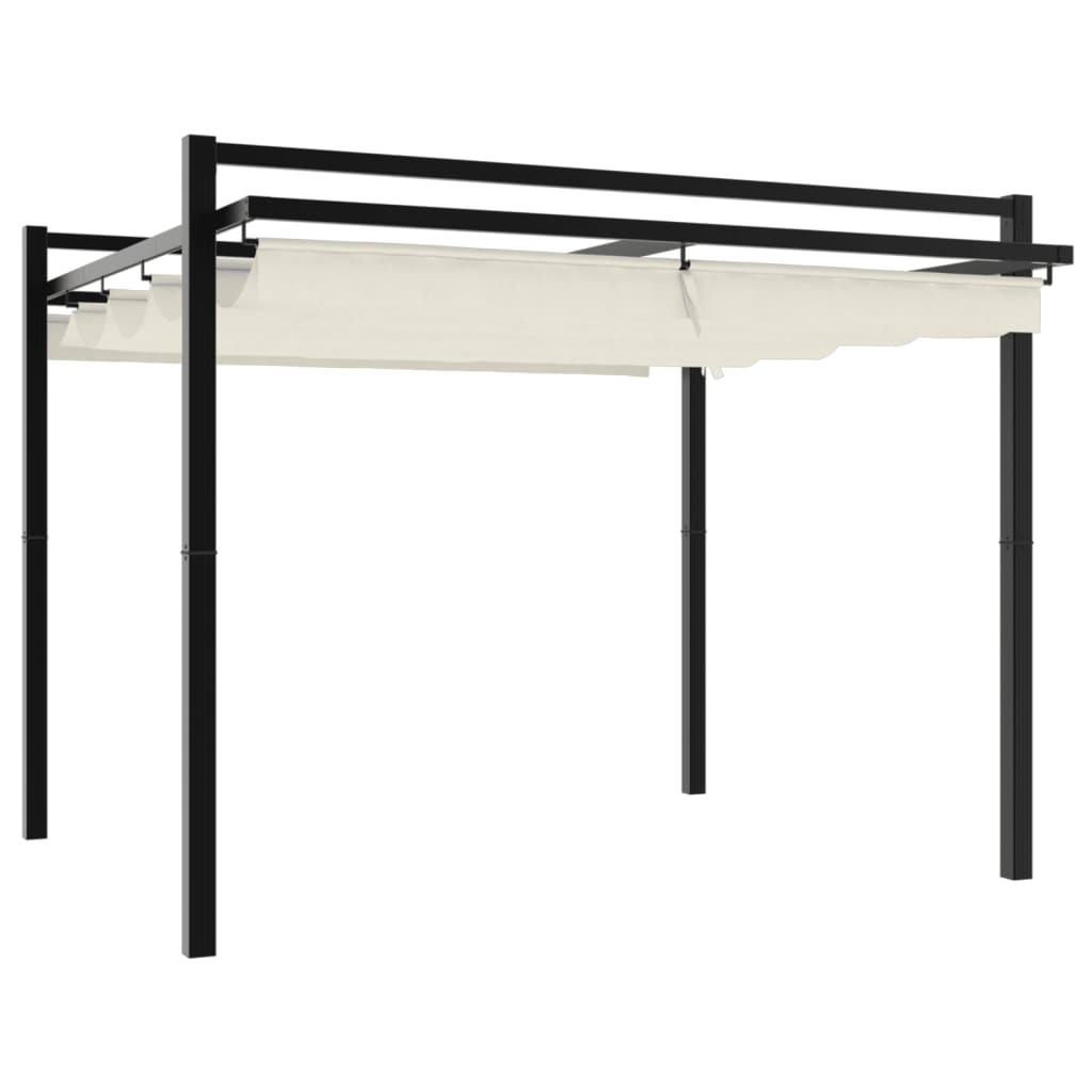 Altana Ogrodowa Kremowa Ze Zwijanym Dachem Pergola Zadaszenie 3x3 m