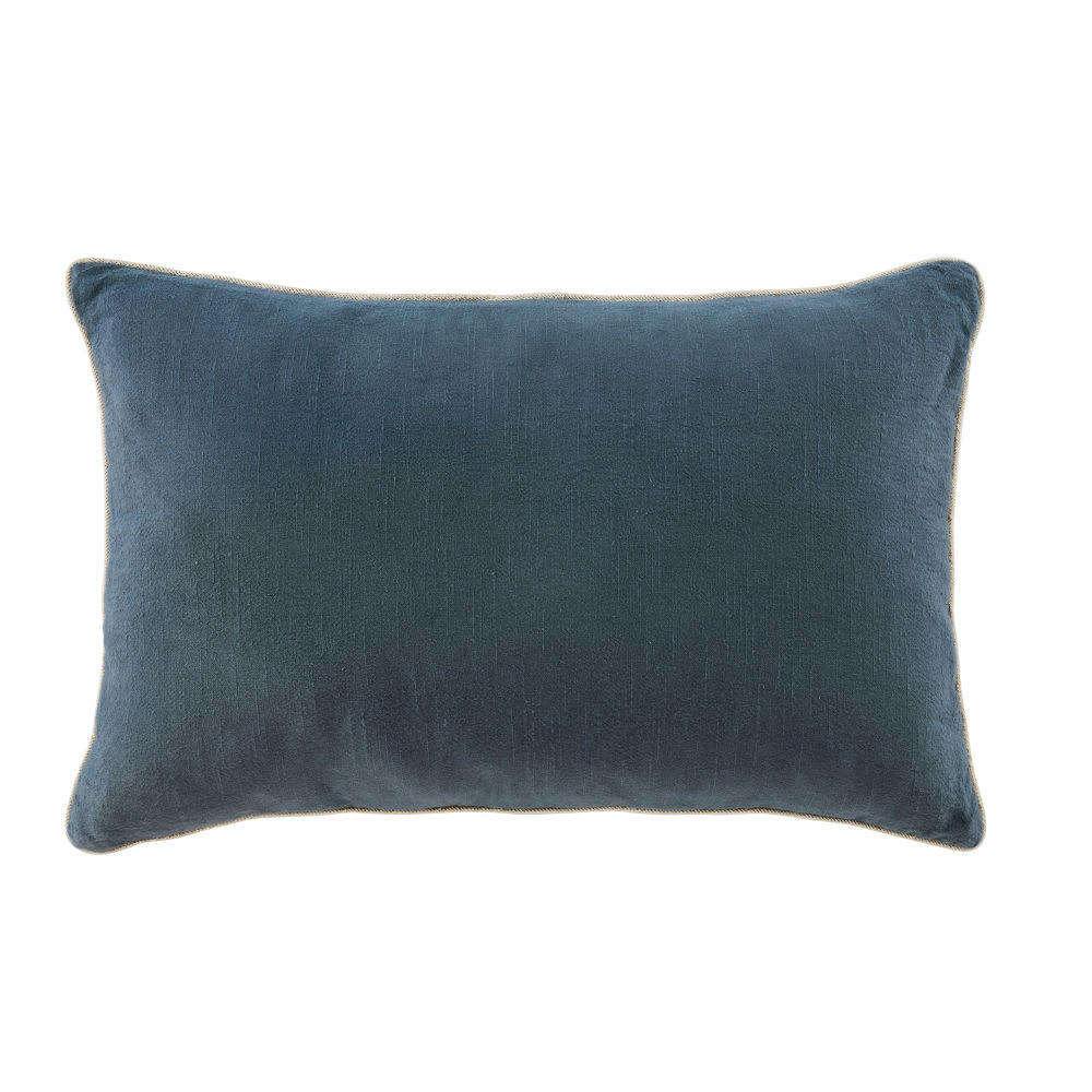 PRAO - Coussin en coton bleu marine et lurex doré 40x60